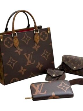 Women's Brown Tote with Matching Pouches